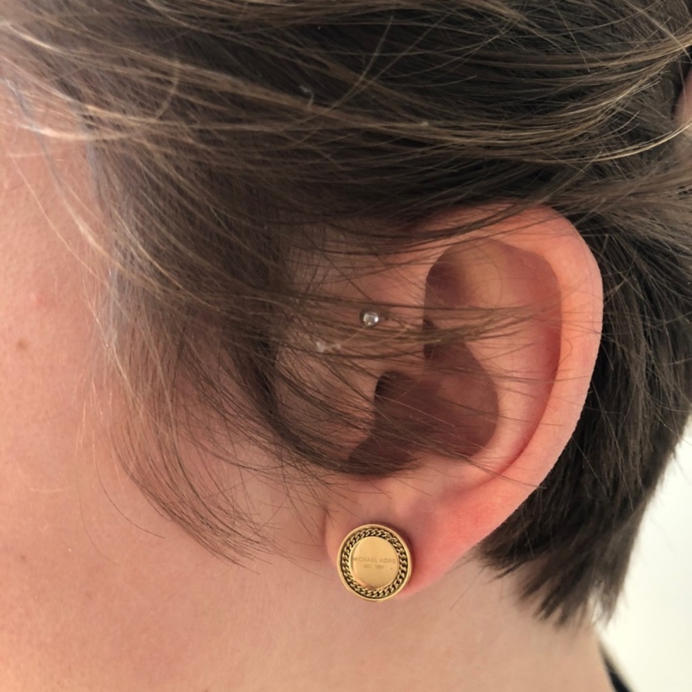 Michael Kors Stainless Steel Round Logo Studs